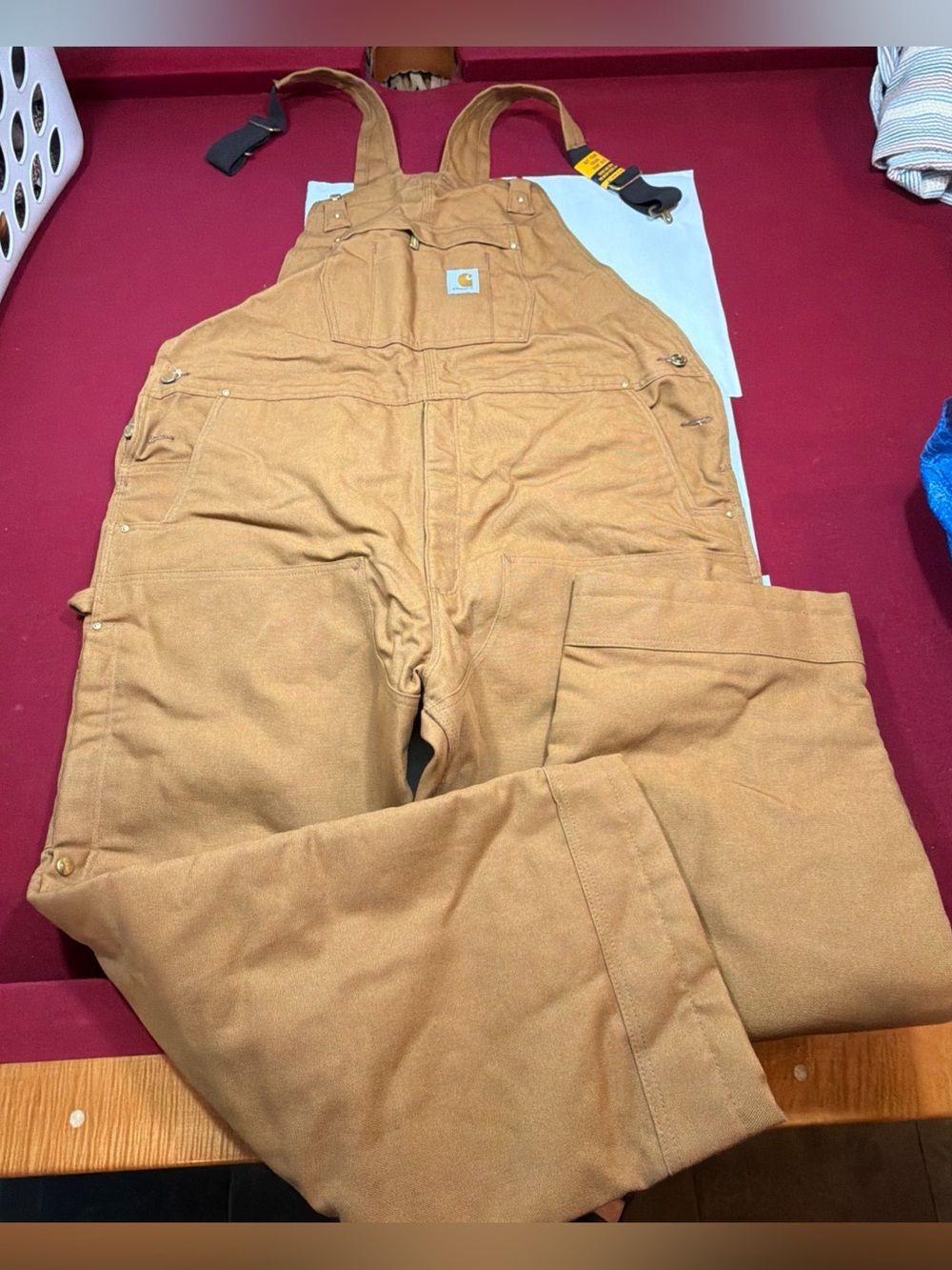 NEW Carhartt Men’s Loose Fit Firm Duck Insulated Bib Overalls 2XL SHORT Brown 2X